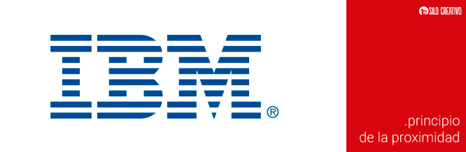 Logo de IBM, ejemplo del principio de proximidad de Gestalt