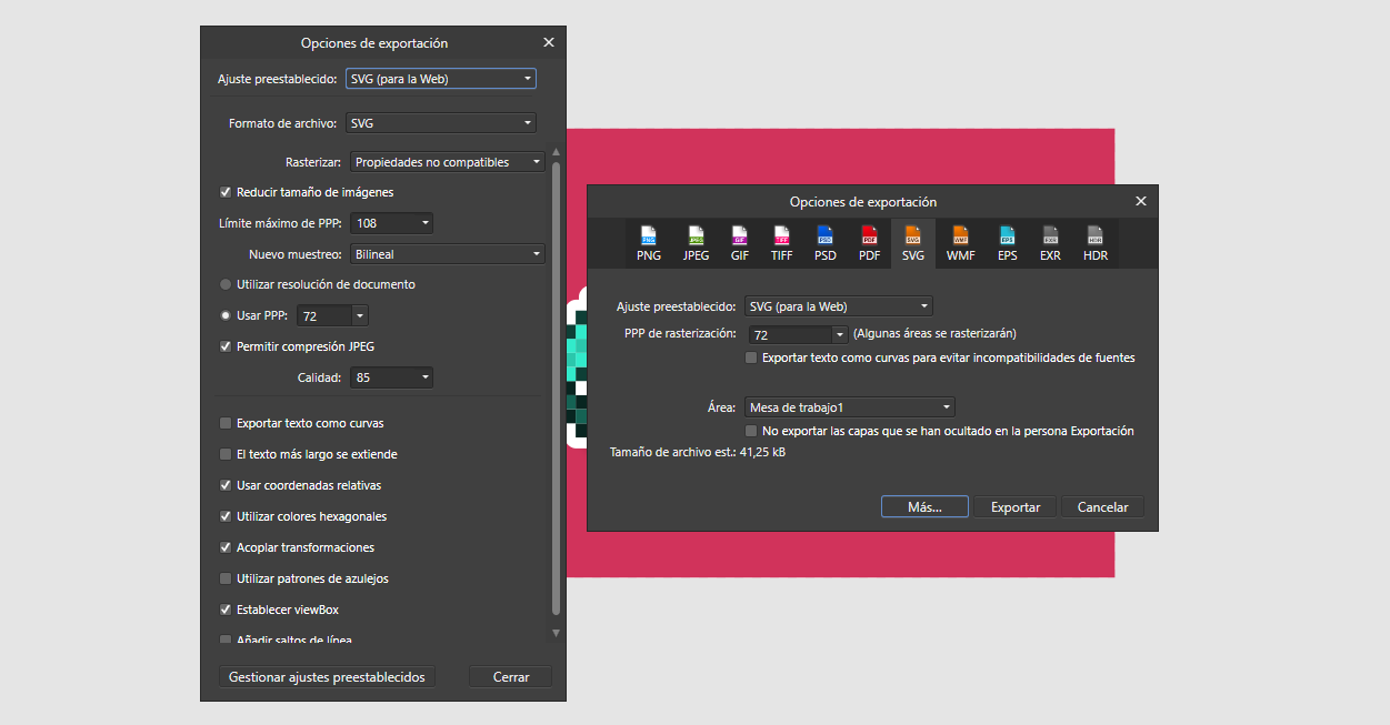 opciones exportacion svg affinity designer