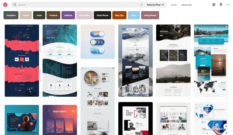 tablero diseño web pinterest
