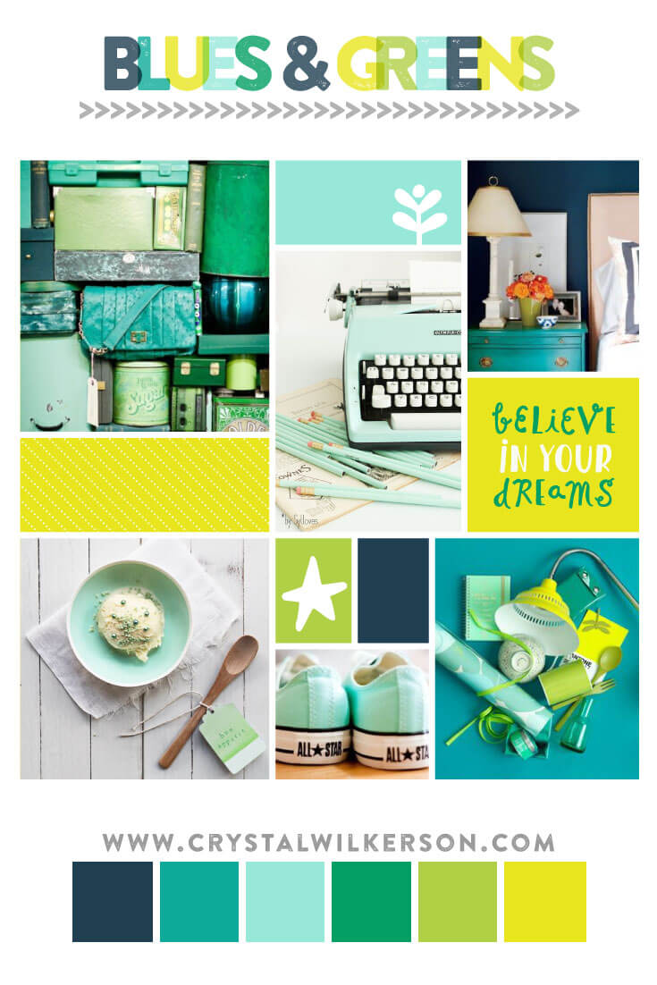 mood board verde azul