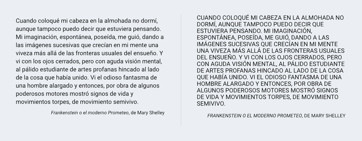 comparacion entre texto en minúsculas y texto en mayúsculas