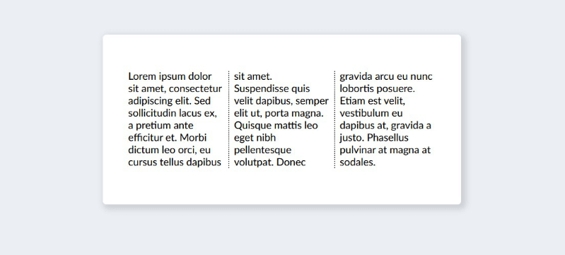 Ejemplo de la propiedad CSS column-rule, con lineas separadoras entre columnas de texto