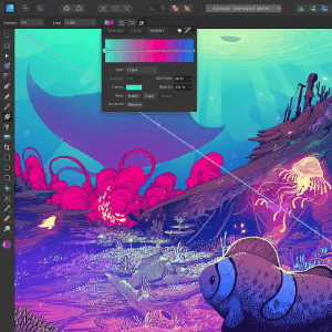 affinity designer v2, con el gradiente de color abierto